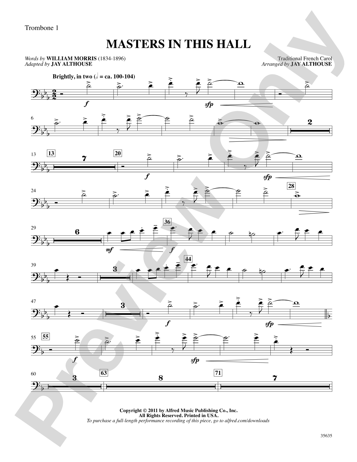 Masters in This Hall: 1st Trombone: Choral SoundPax
