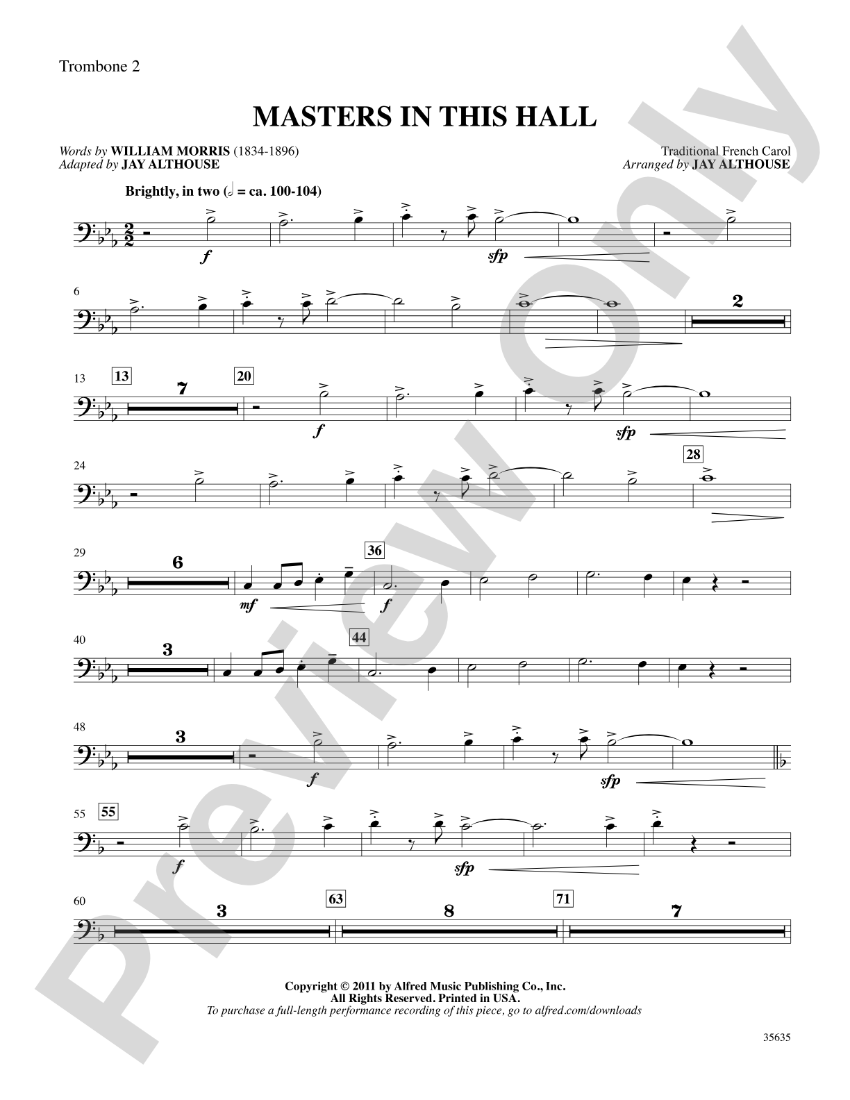Masters in This Hall: 2nd Trombone: Choral SoundPax
