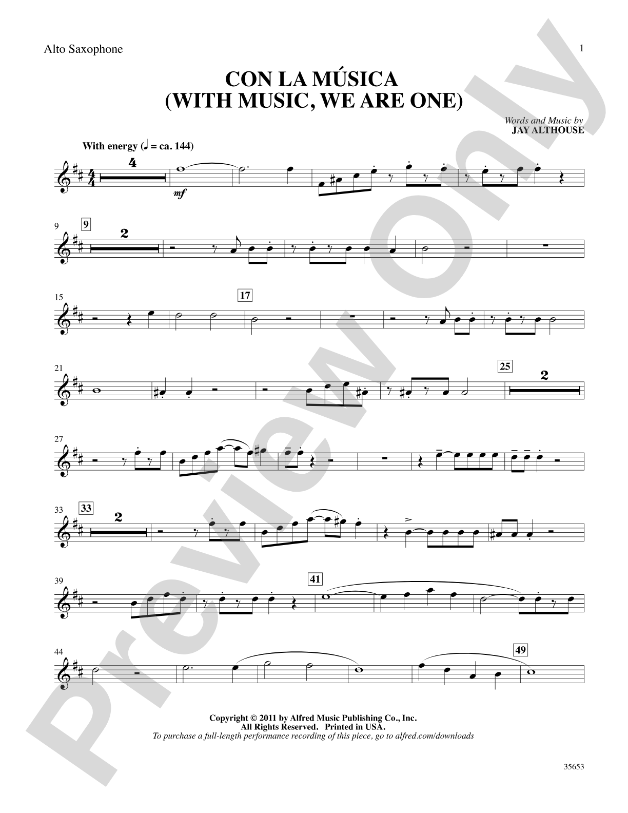 Con la Música: E-flat Alto Saxophone: Choral SoundPax