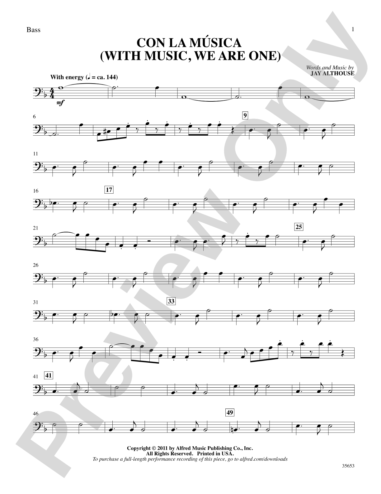 Con la Música: String Bass: Choral SoundPax