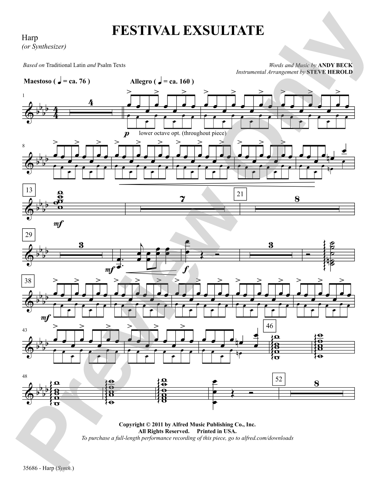 Festival Exsultate: Harp: Choral SoundPax