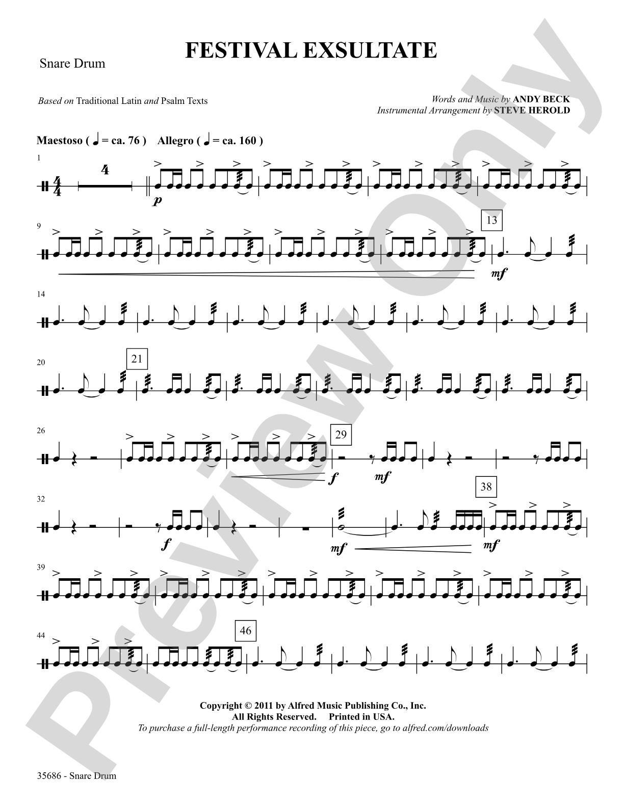 Festival Exsultate: Snare Drum: Choral SoundPax