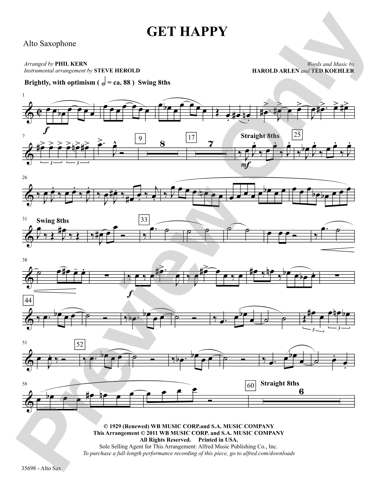Get Happy: E-flat Alto Saxophone: Choral SoundPax