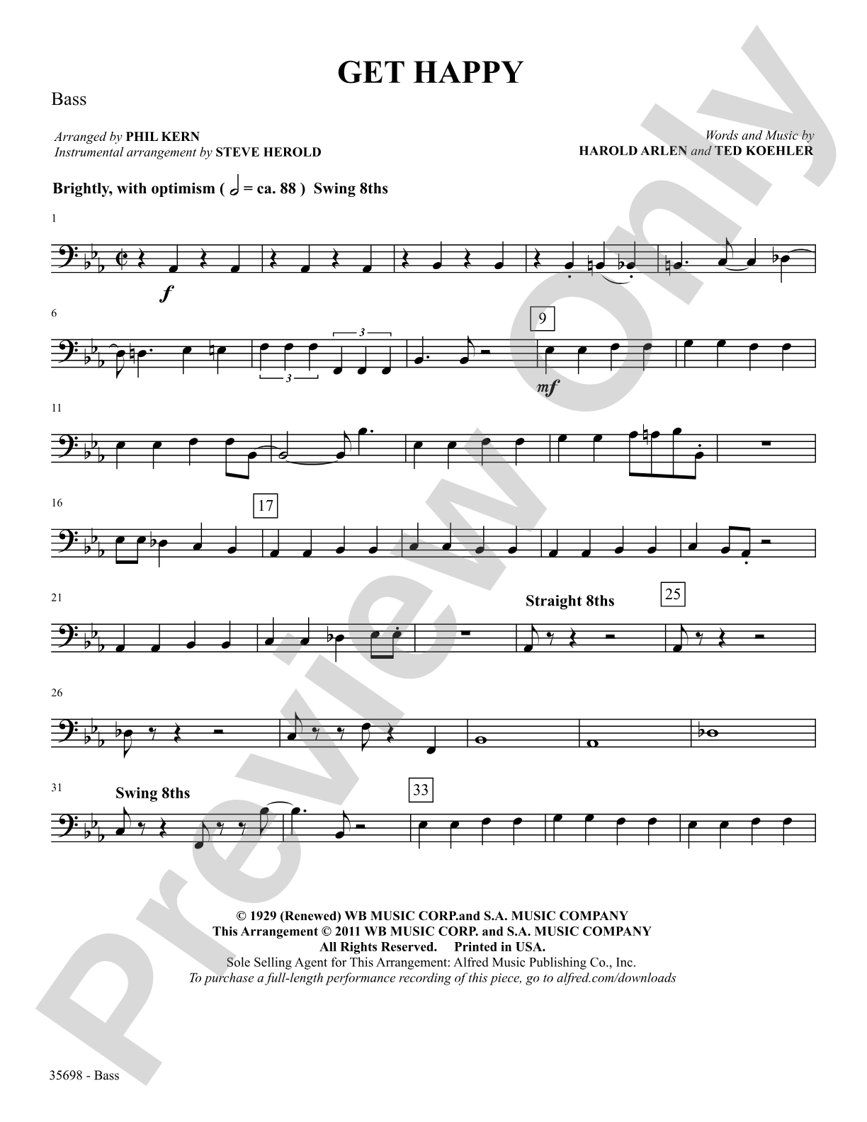 Get Happy: String Bass: Choral SoundPax