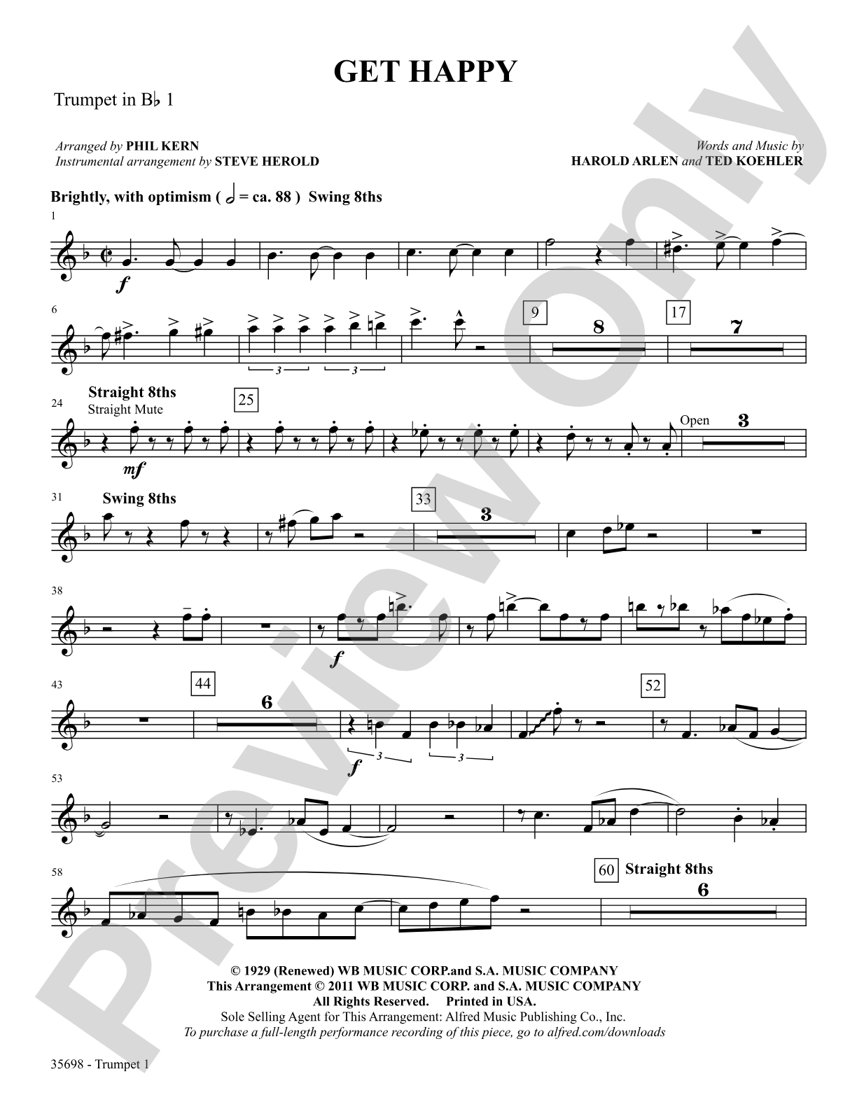 Get Happy: 1st B-flat Trumpet: Choral SoundPax