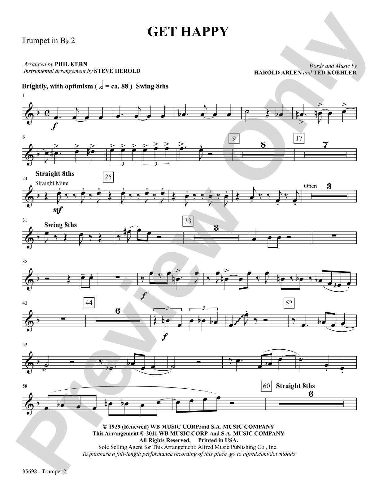 Get Happy: 2nd B-flat Trumpet: Choral SoundPax