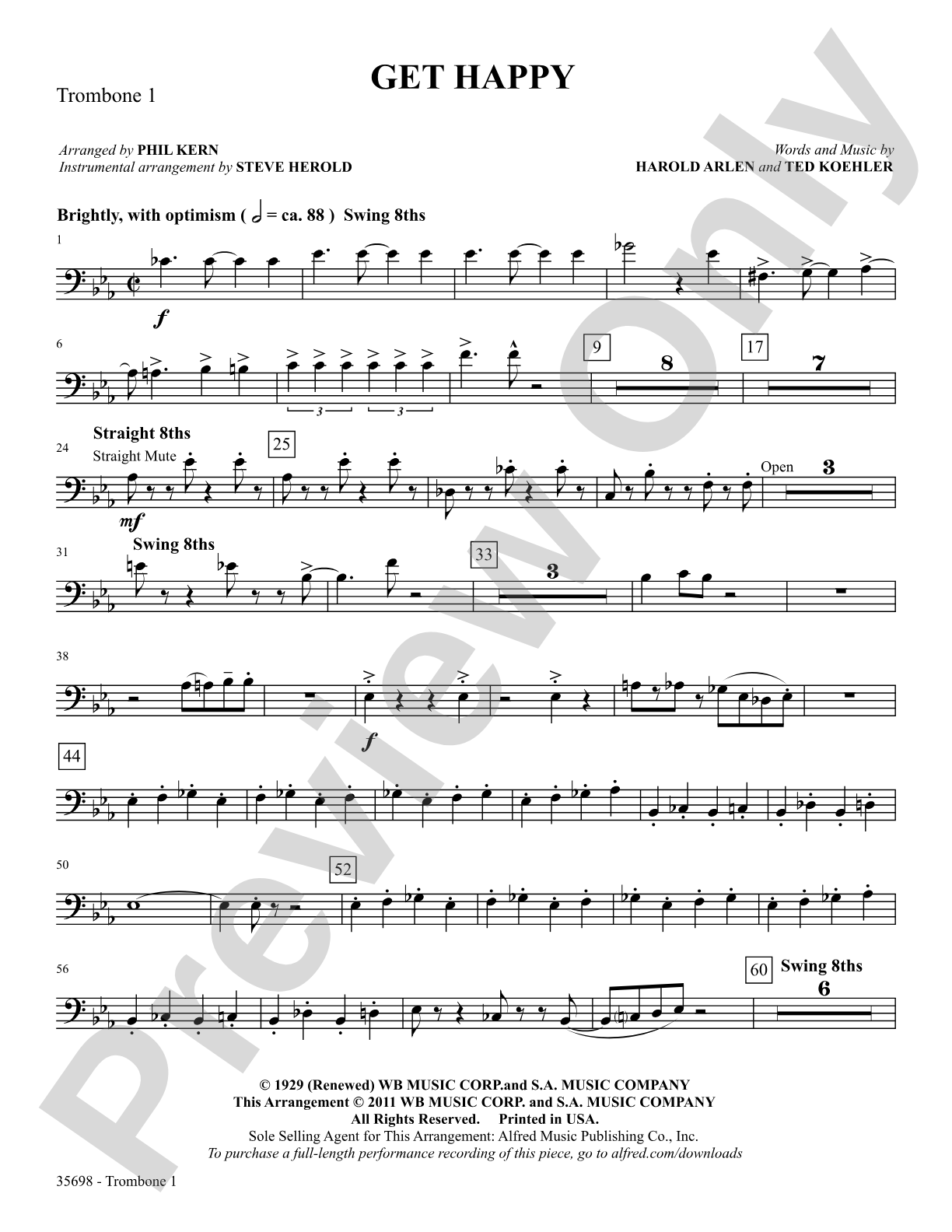 Get Happy: 1st Trombone: Choral SoundPax