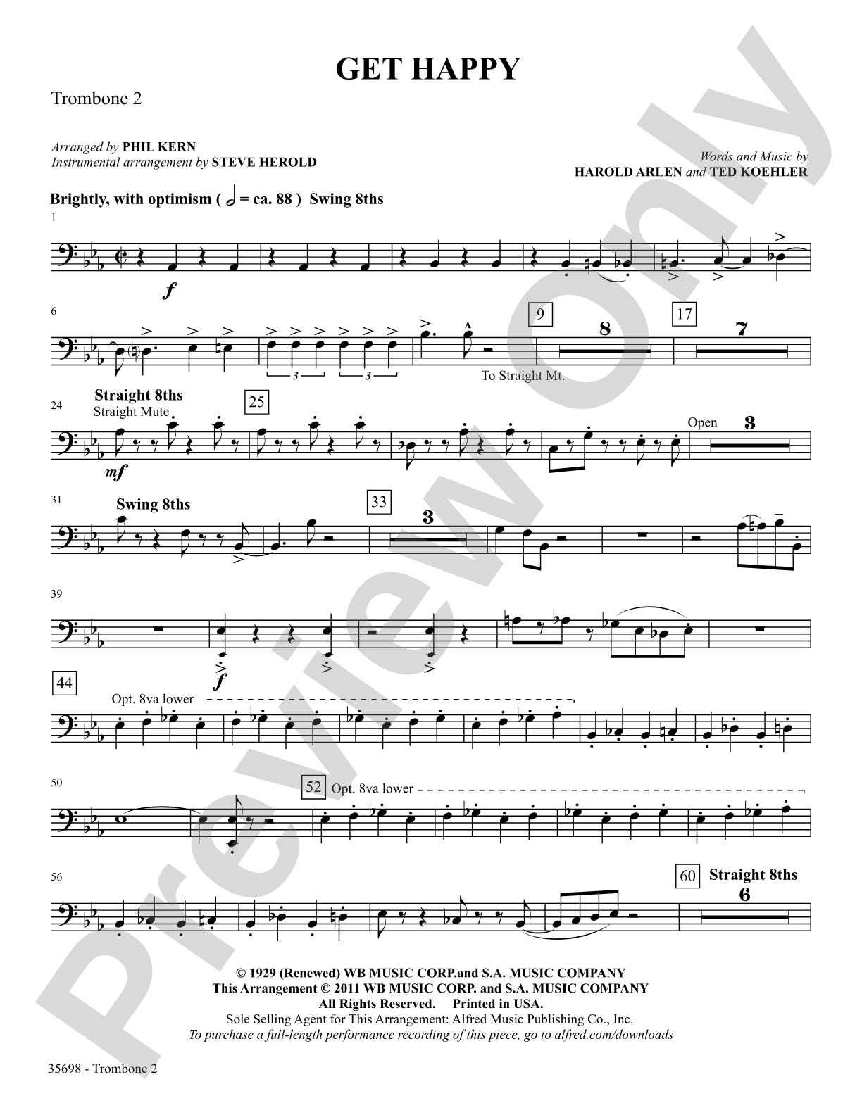 Get Happy: 2nd Trombone: Choral SoundPax