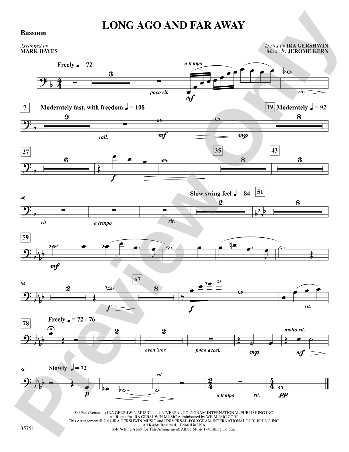 Long Ago and Far Away: Bassoon: Choral SoundPax