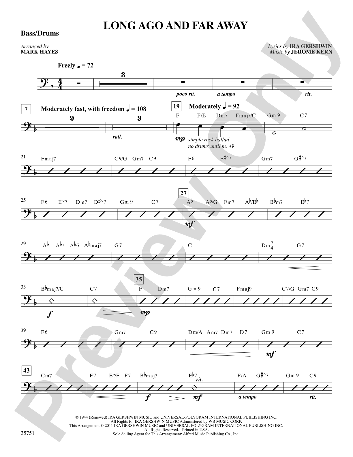 Long Ago and Far Away: Drums: Choral SoundPax