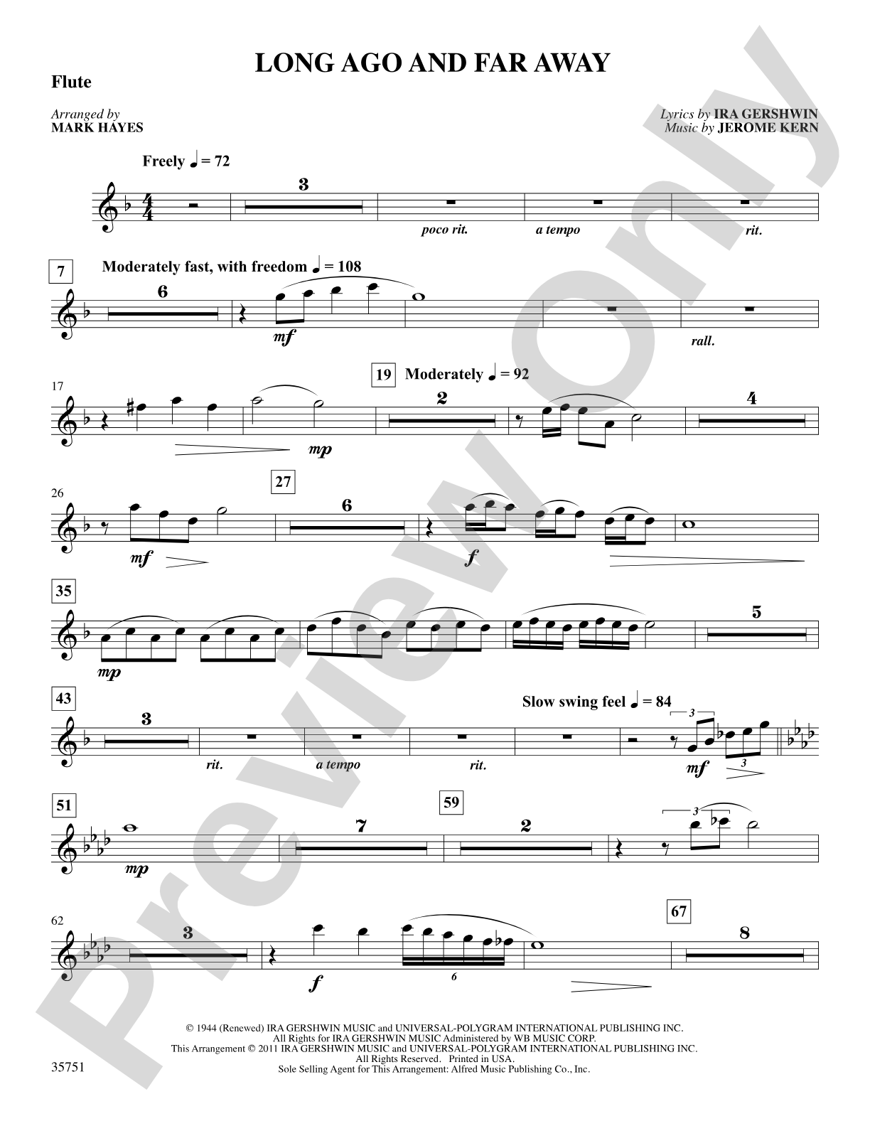 Long Ago and Far Away: Flute: Choral SoundPax