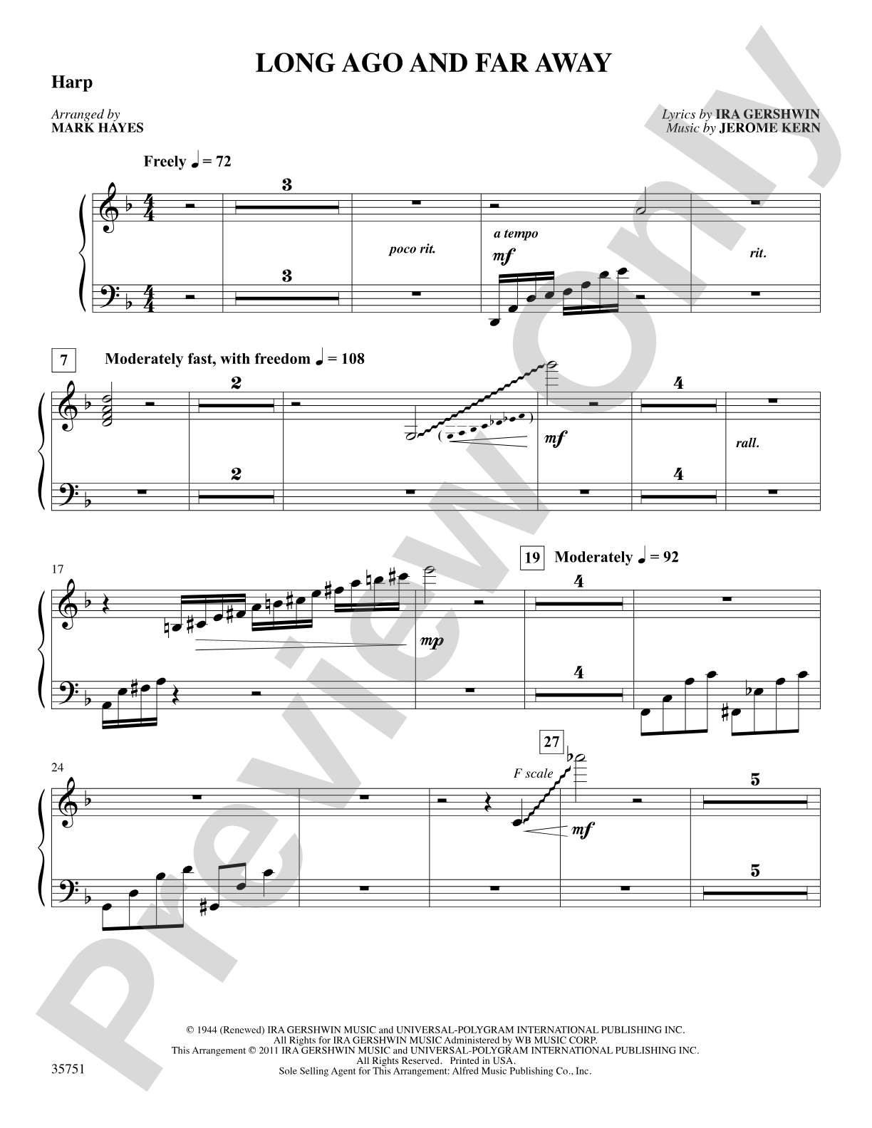 Long Ago and Far Away: Harp: Choral SoundPax