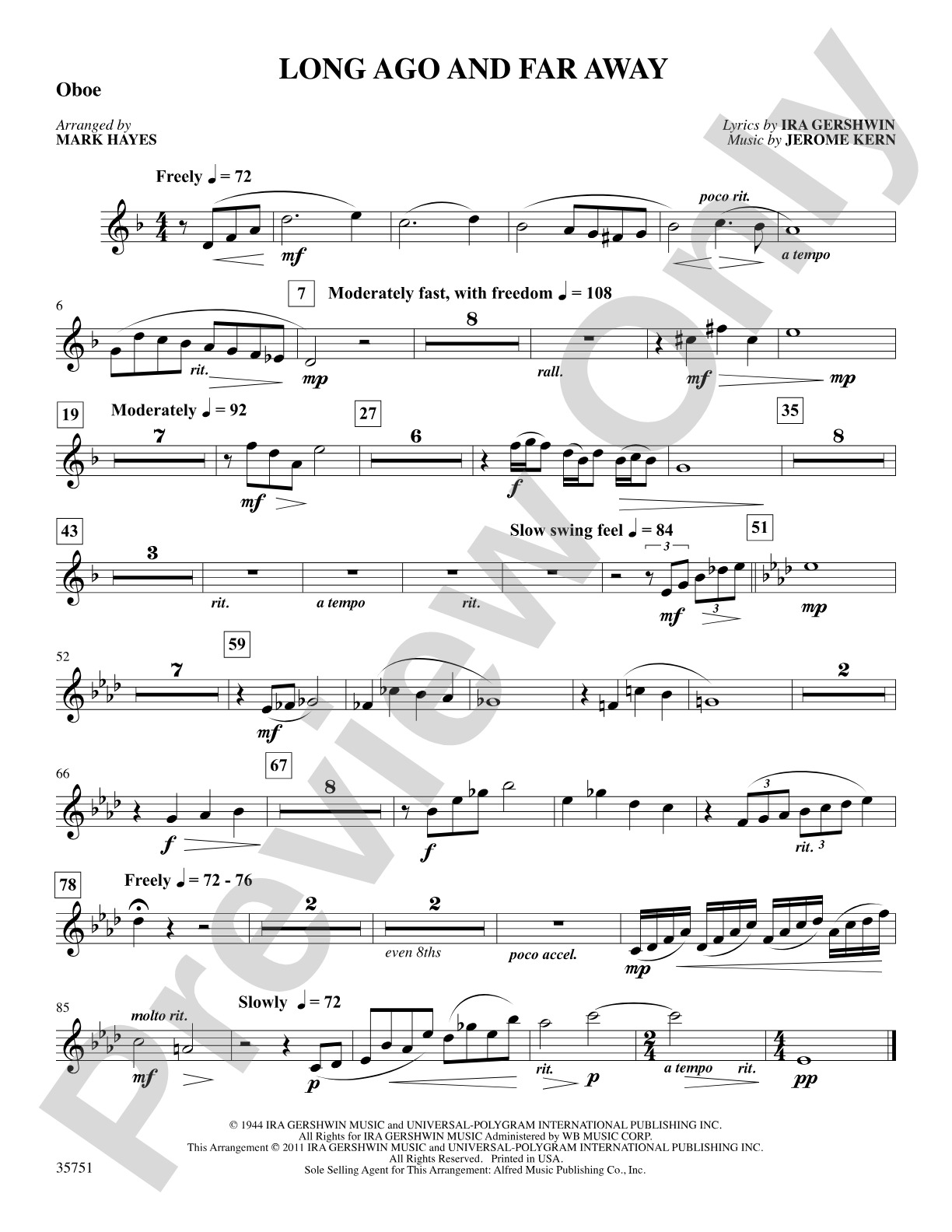 Long Ago and Far Away: Oboe: Choral SoundPax