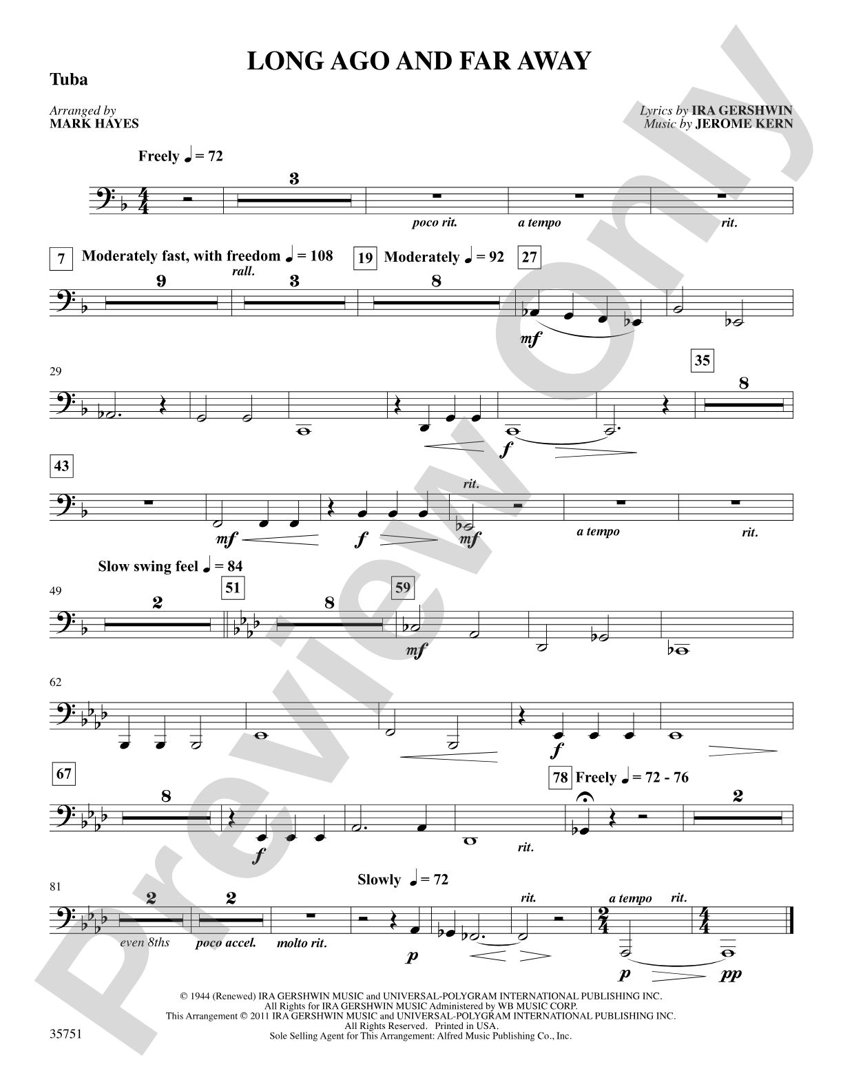 Long Ago and Far Away: Tuba: Choral SoundPax