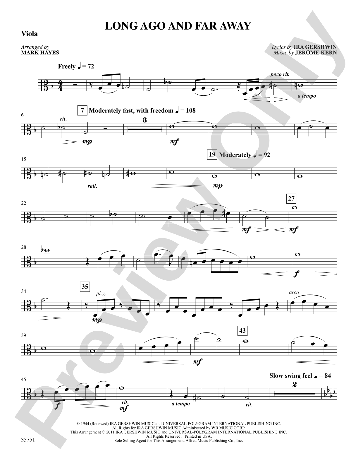 Long Ago and Far Away: Viola: Choral SoundPax