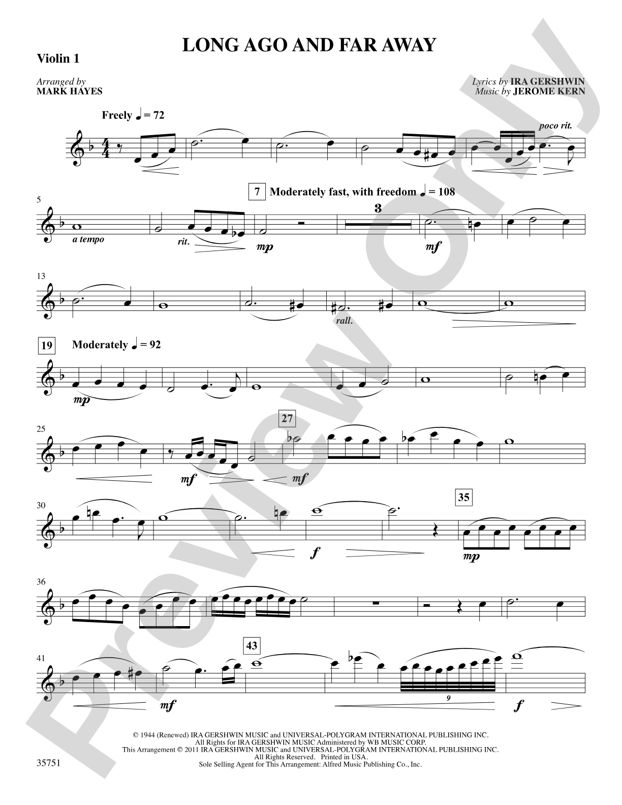 Long Ago and Far Away: 1st Violin: Choral SoundPax