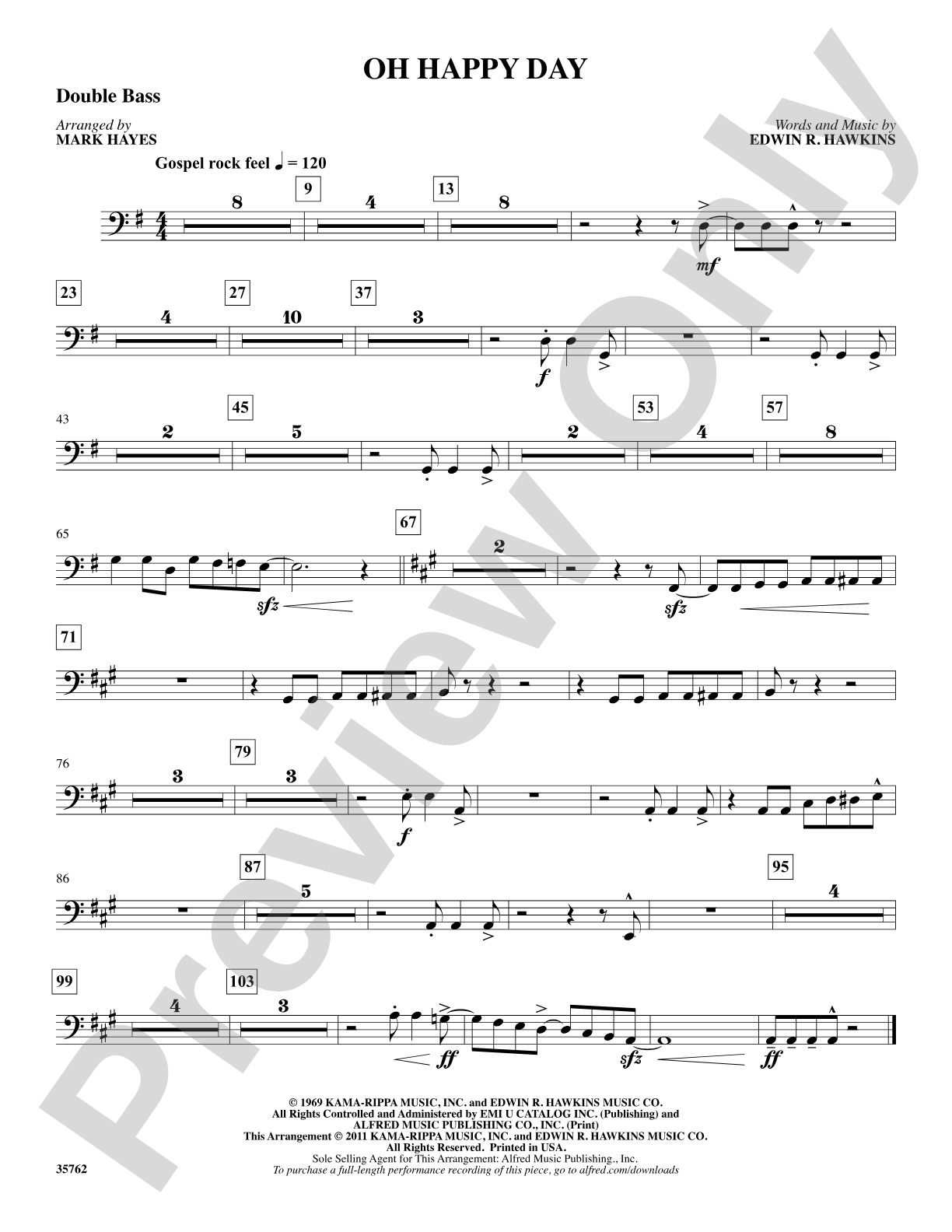 Oh Happy Day: String Bass: Choral SoundPax