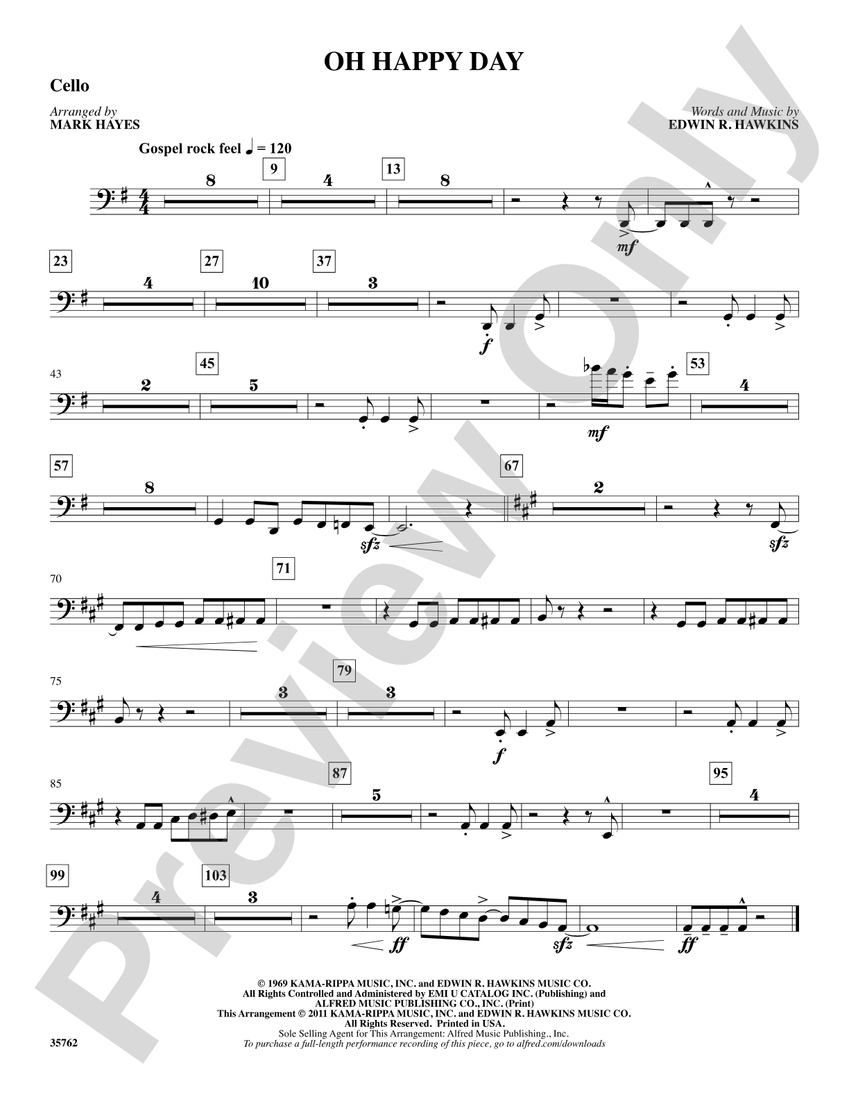 Oh Happy Day: Cello: Choral SoundPax