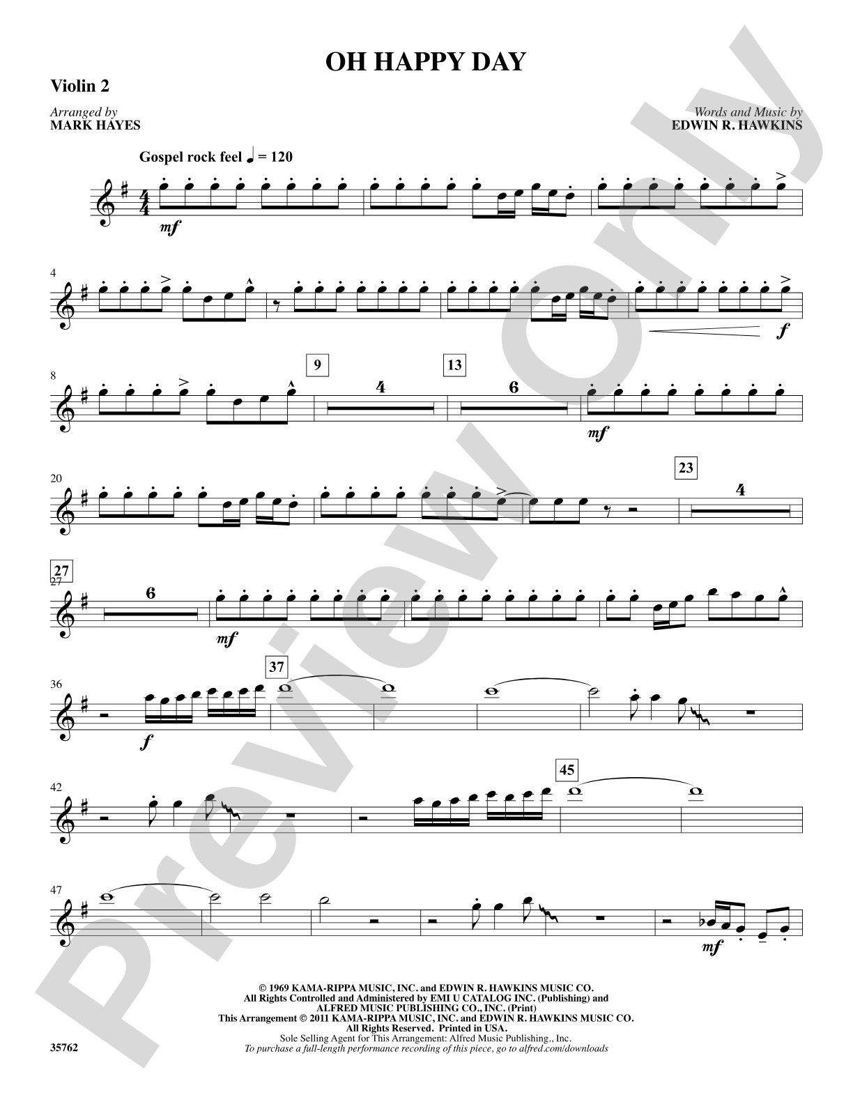 Oh Happy Day: 2nd Violin: Choral SoundPax