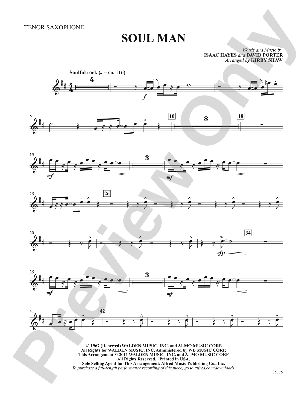 Soul Man: B-flat Tenor Saxophone: Choral SoundPax