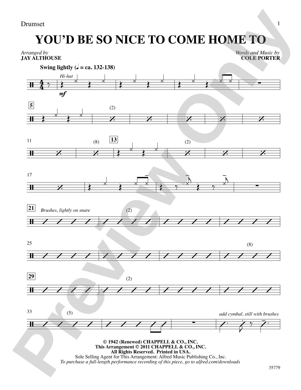You'd Be So Nice to Come Home To: Drums: Choral SoundPax