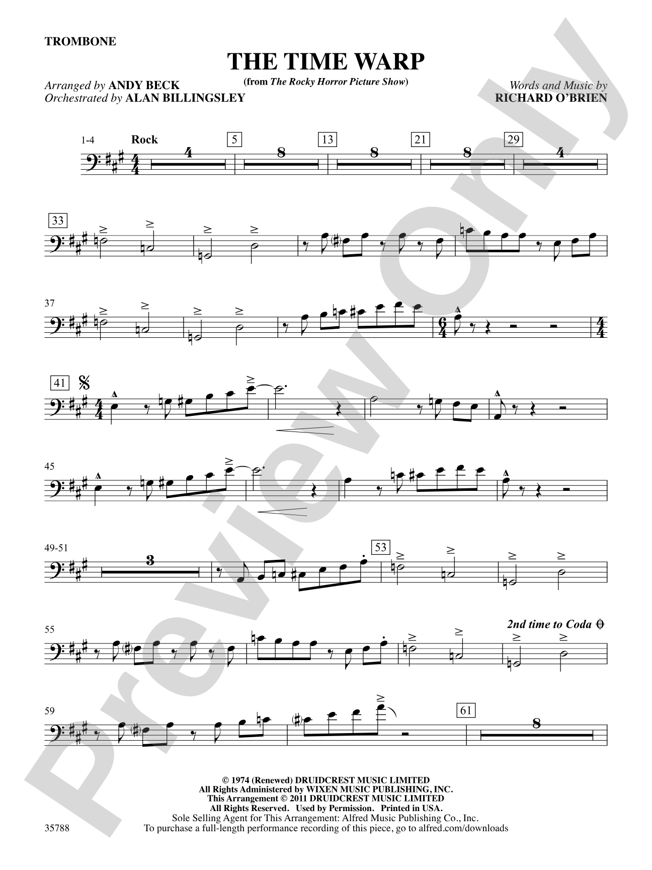 The Time Warp (from The Rocky Horror Picture Show): 1st Trombone: Choral SoundPax