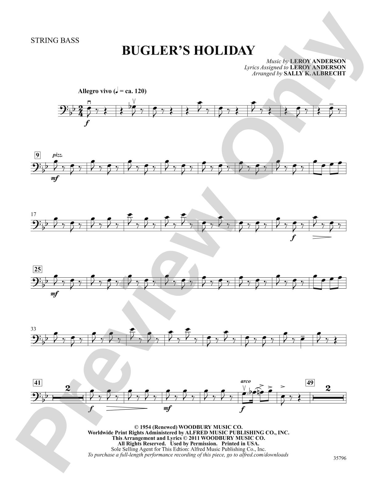 Bugler's Holiday: String Bass: Choral SoundPax