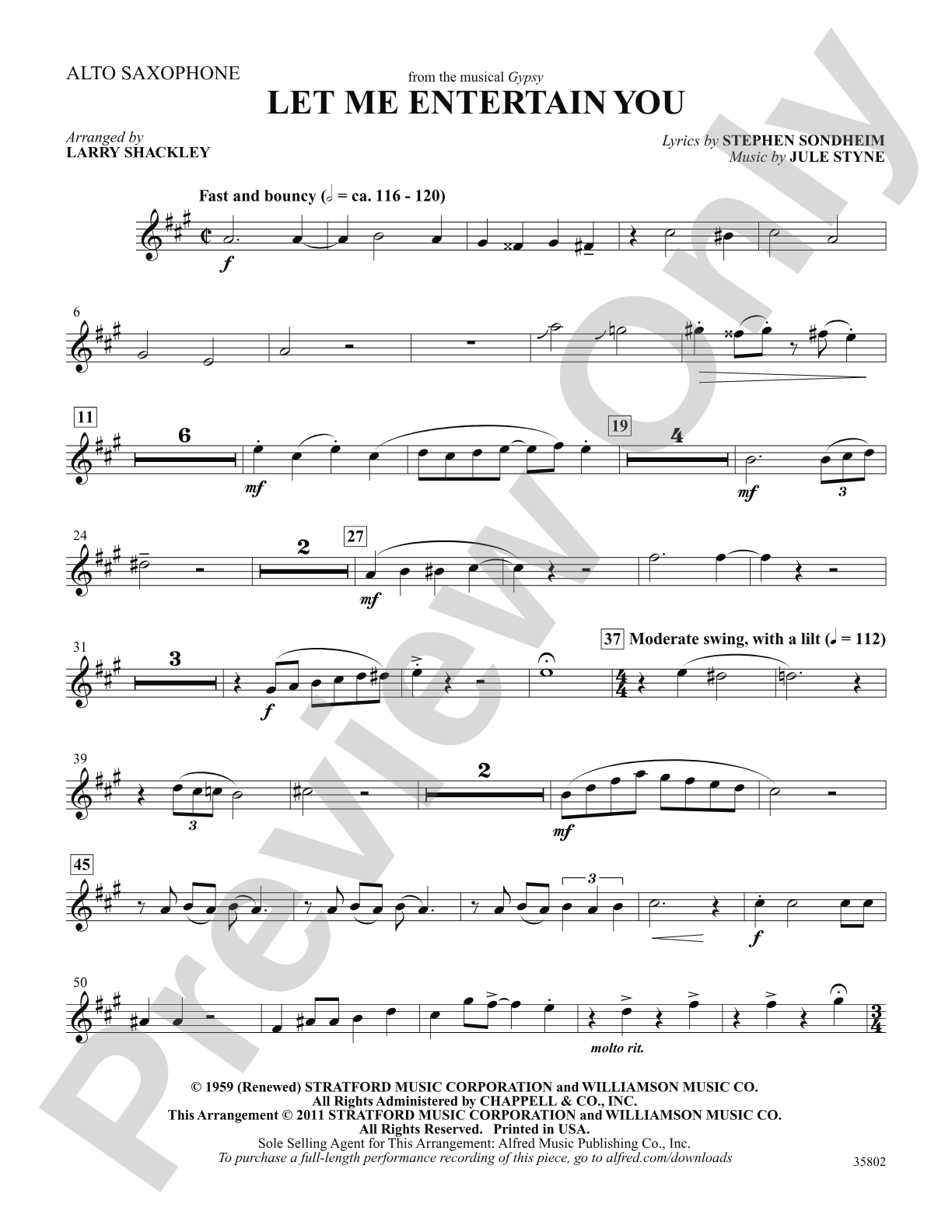 Let Me Entertain You (from Gypsy): E-flat Alto Saxophone: Choral SoundPax