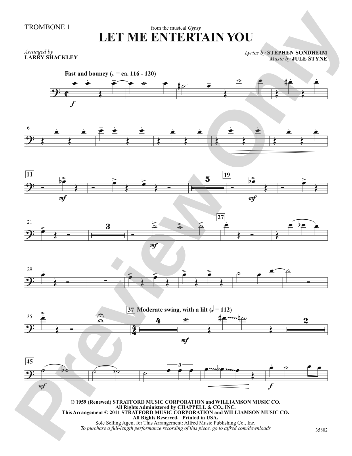 Let Me Entertain You (from Gypsy): 1st Trombone: Choral SoundPax