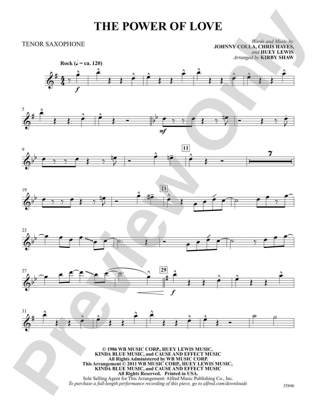 The Power of Love: B-flat Tenor Saxophone: Choral SoundPax
