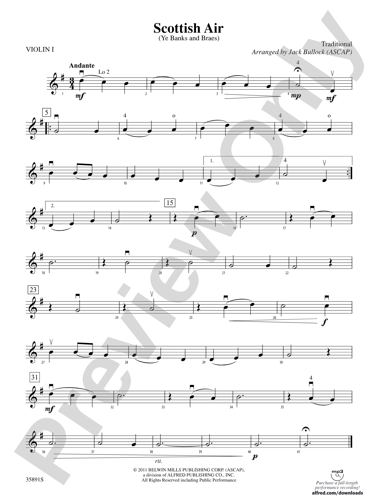 Scottish Air: 1st Violin