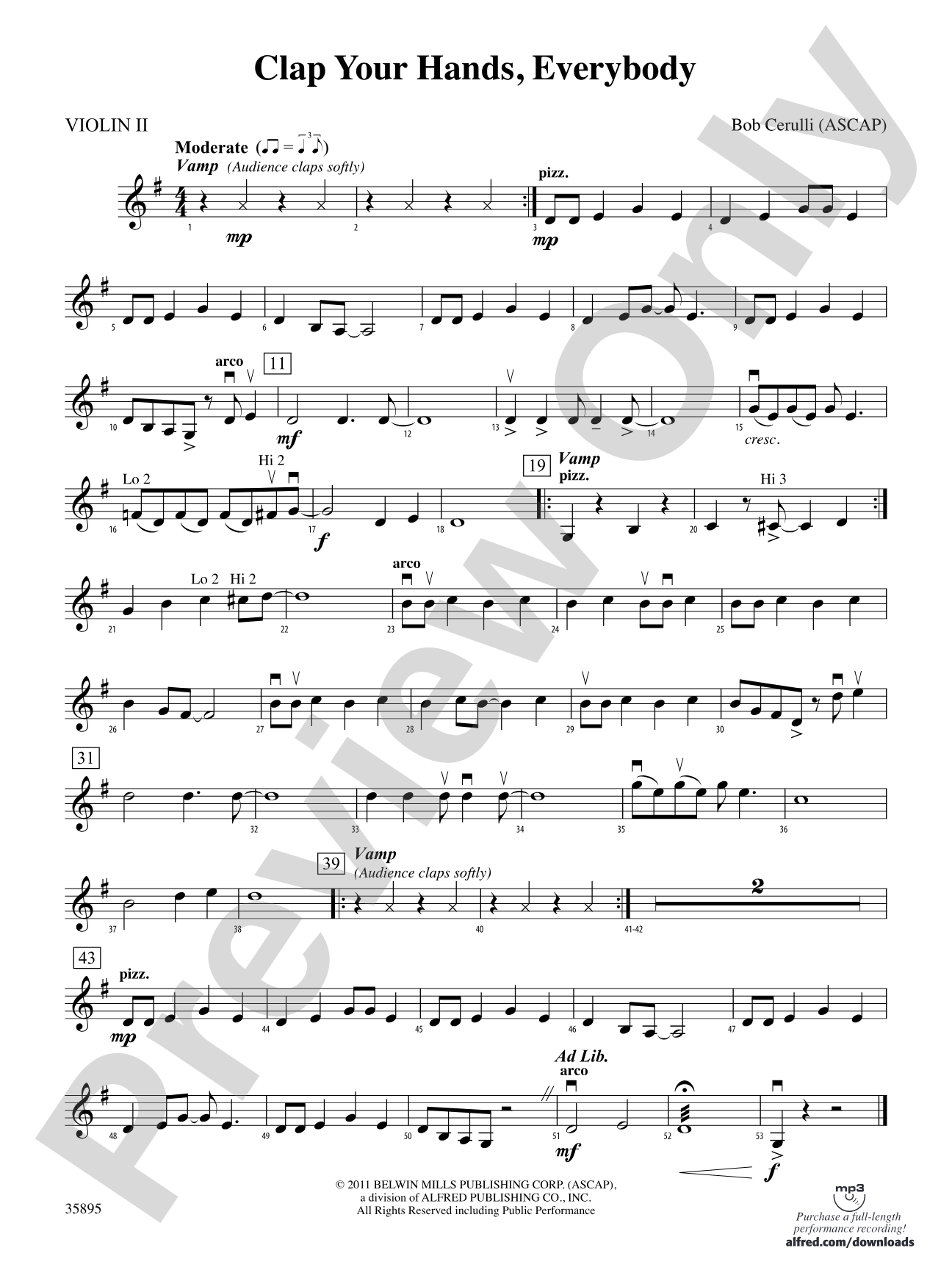 Clap Your Hands, Everybody: 2nd Violin