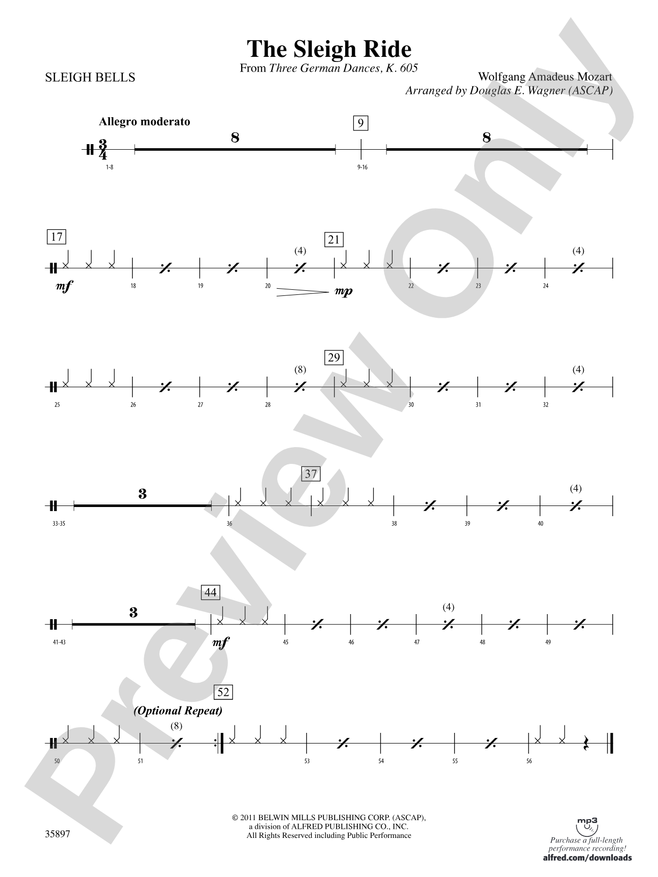 The Sleigh Ride (from Three German Dances, K. 605): Sleigh Bells