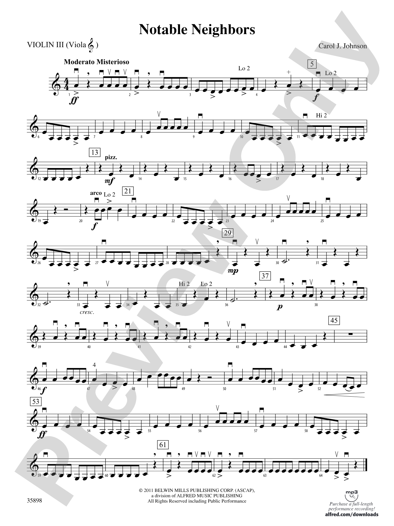 Notable Neighbors: 3rd Violin (Viola [TC])