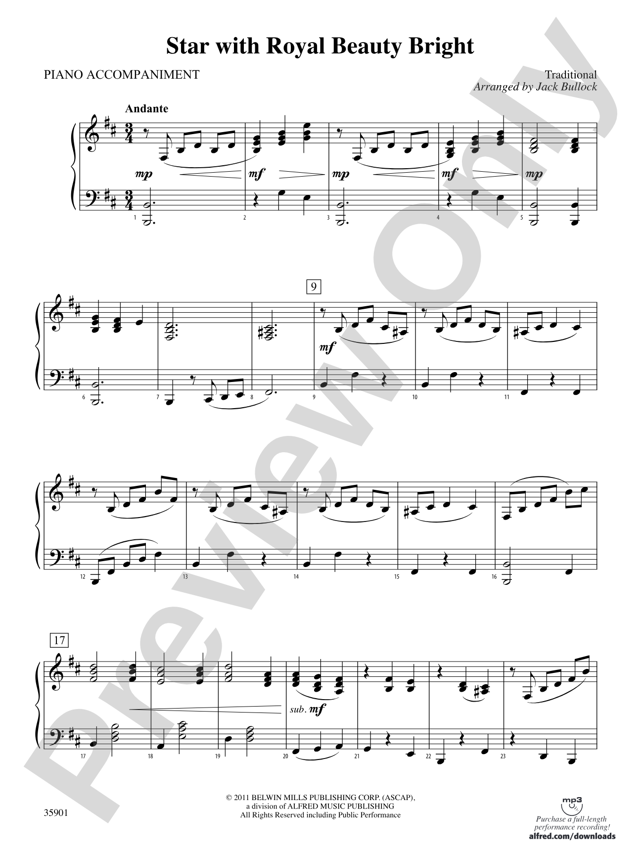 Star with Royal Beauty Bright: Piano Accompaniment