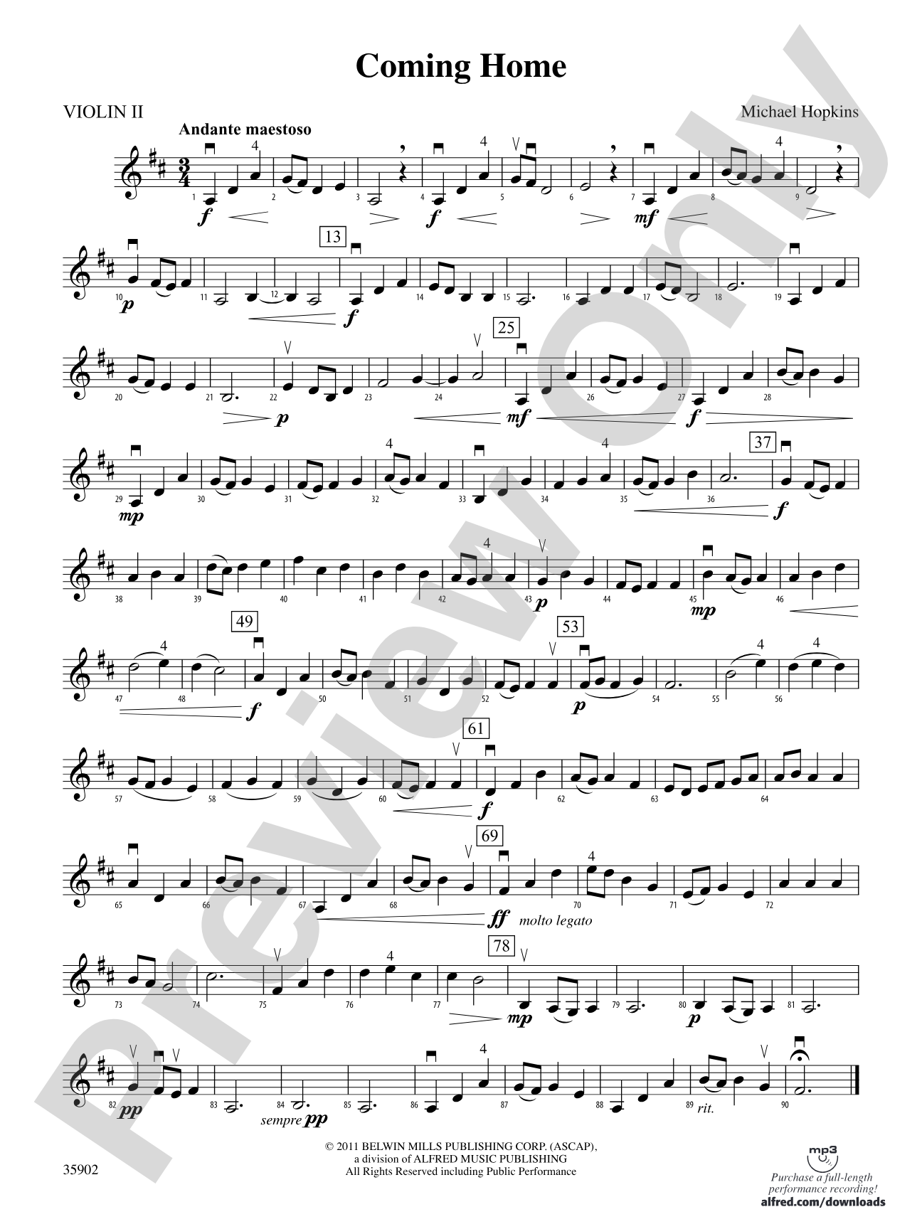 Coming Home: 2nd Violin