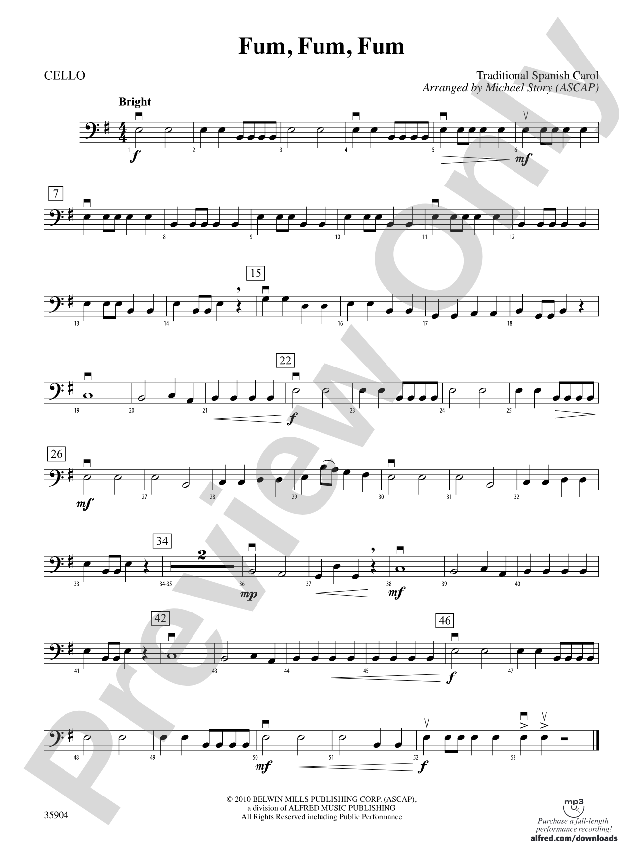 Fum, Fum, Fum: Cello