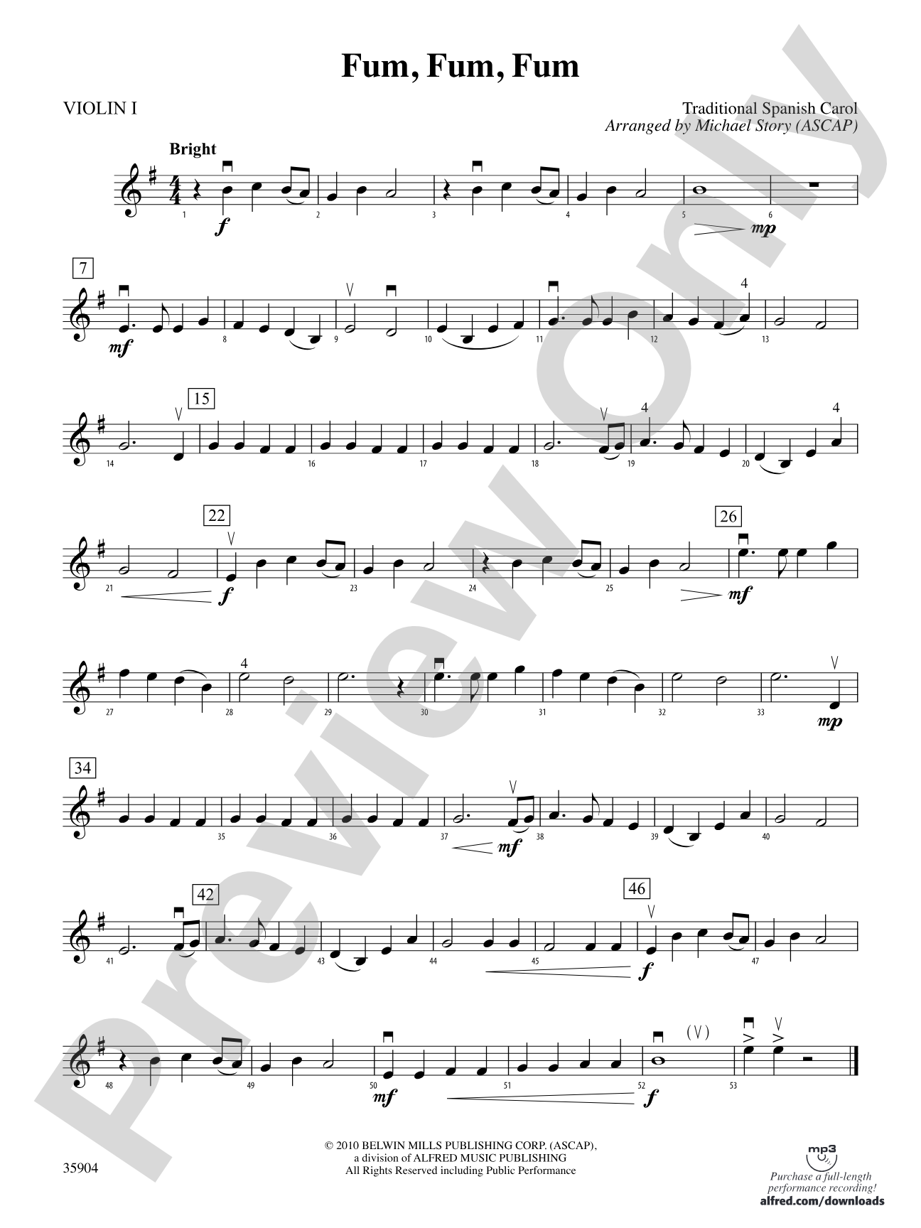Fum, Fum, Fum: 1st Violin