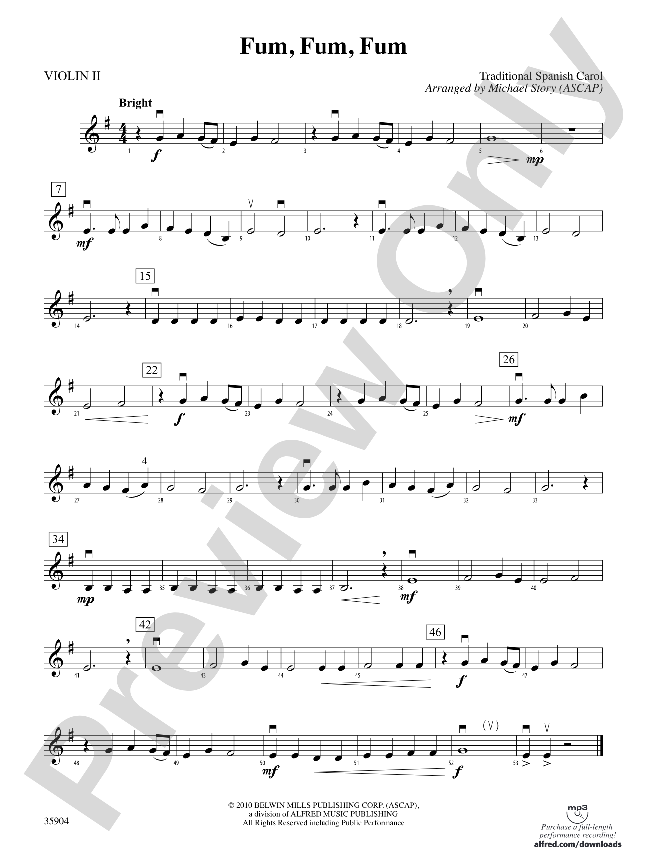 Fum, Fum, Fum: 2nd Violin