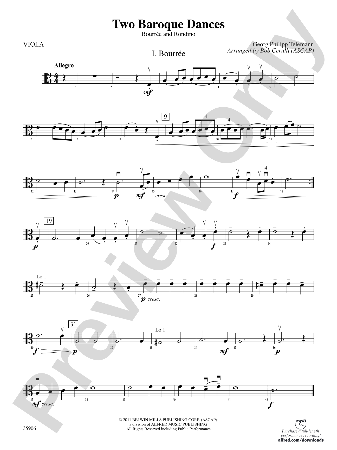 Two Baroque Dances: Viola