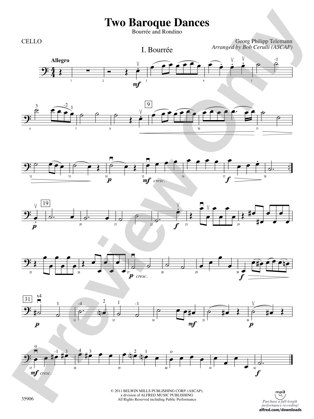 Two Baroque Dances: Cello