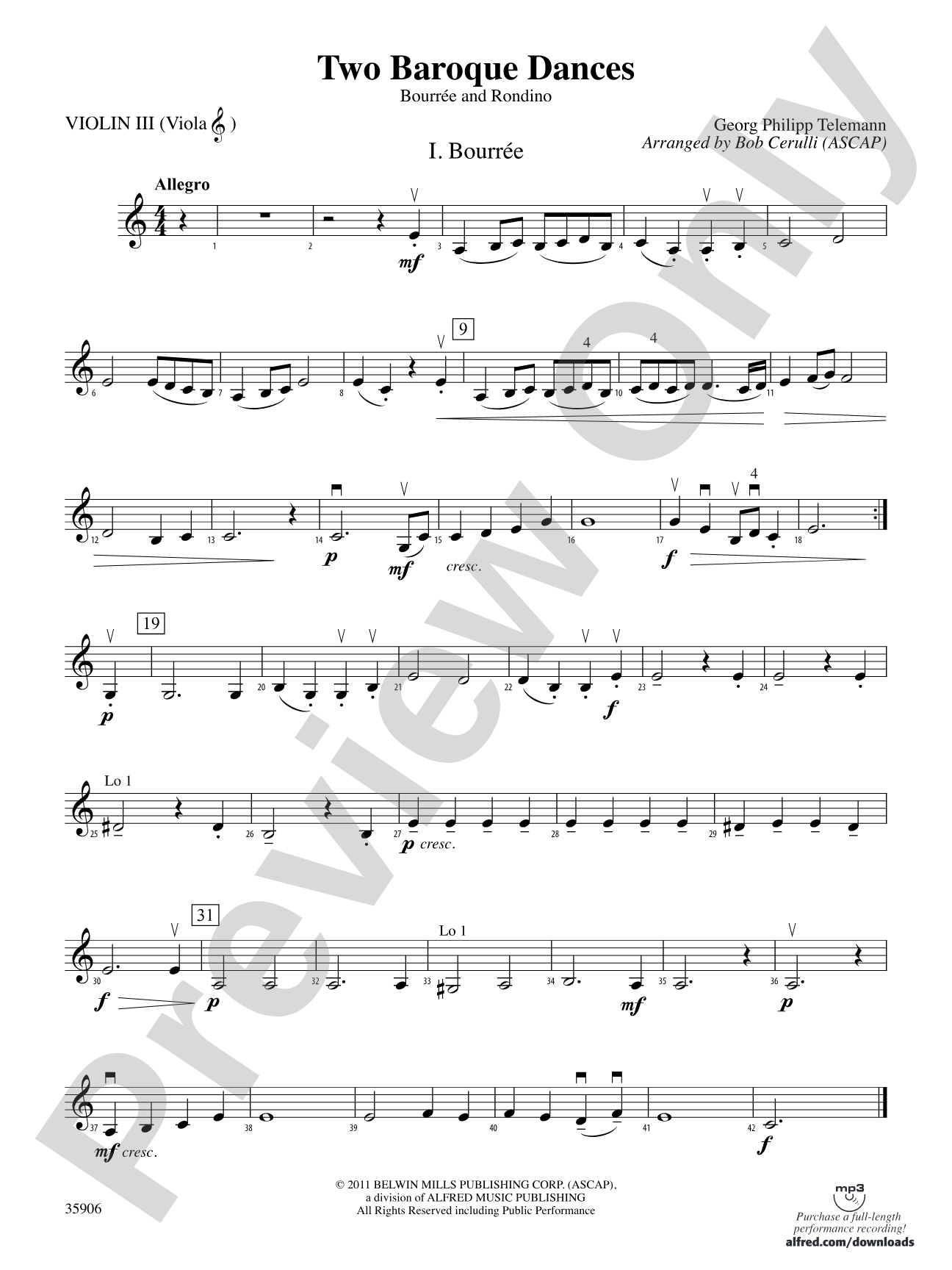 Two Baroque Dances: 3rd Violin (Viola [TC])