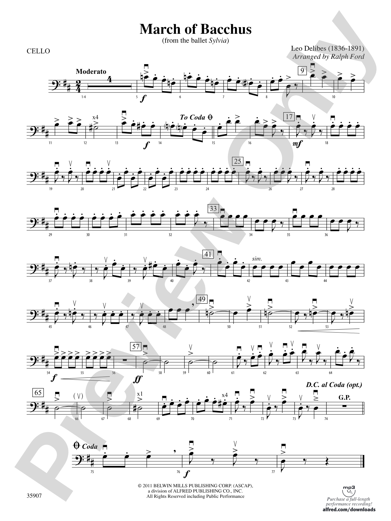 March of Bacchus (from the ballet Sylvia): Cello