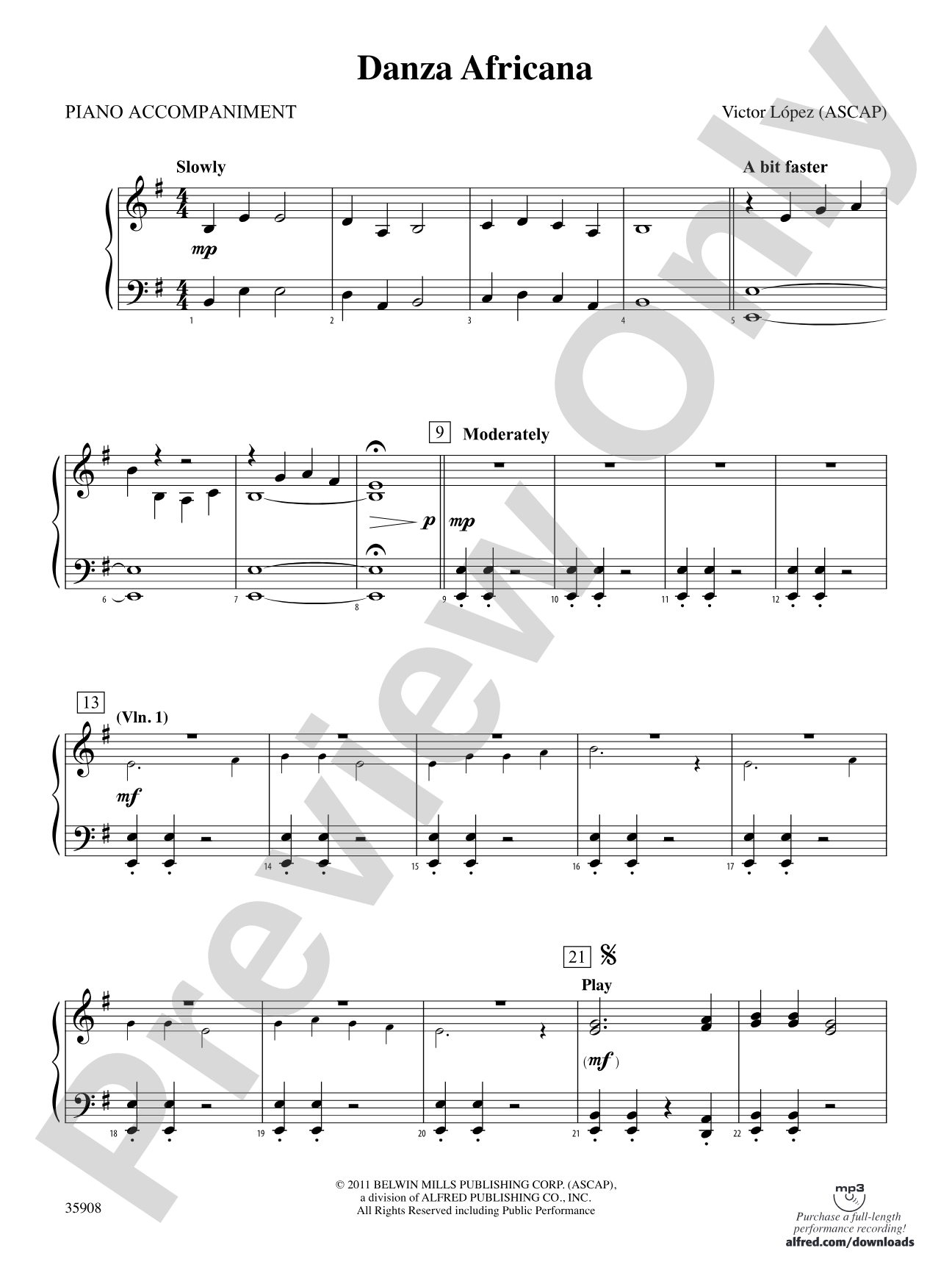 Danza Africana: Piano Accompaniment
