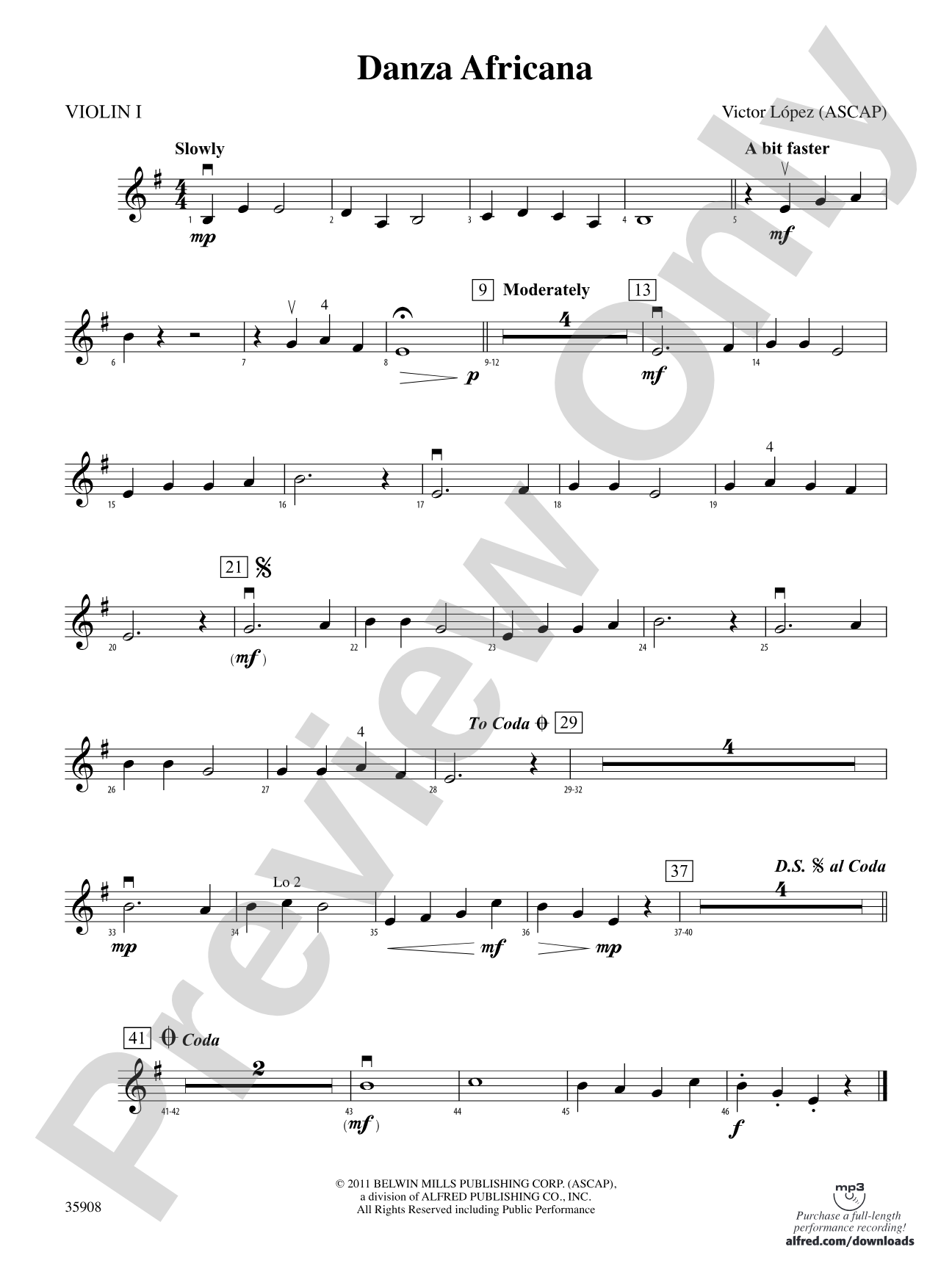 Danza Africana: 1st Violin
