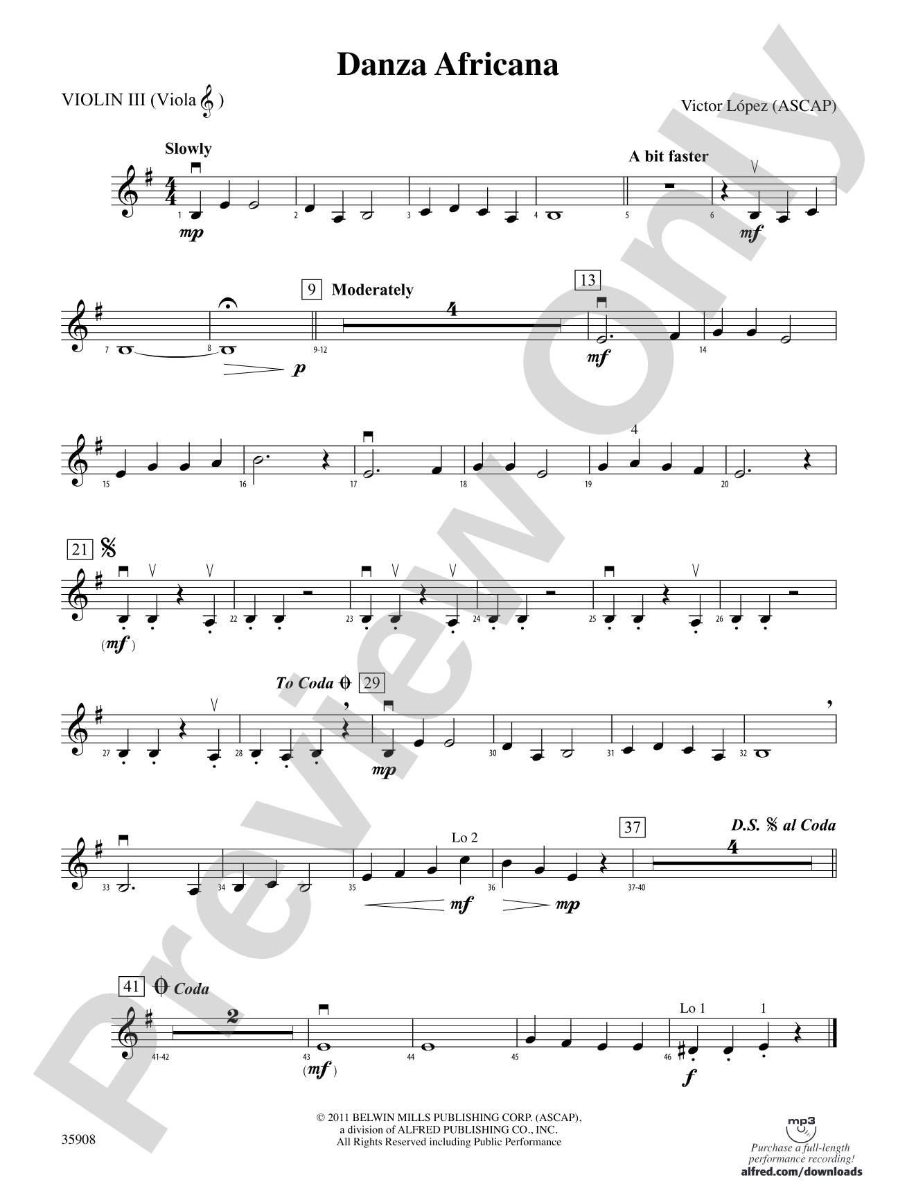 Danza Africana: 3rd Violin (Viola [TC])