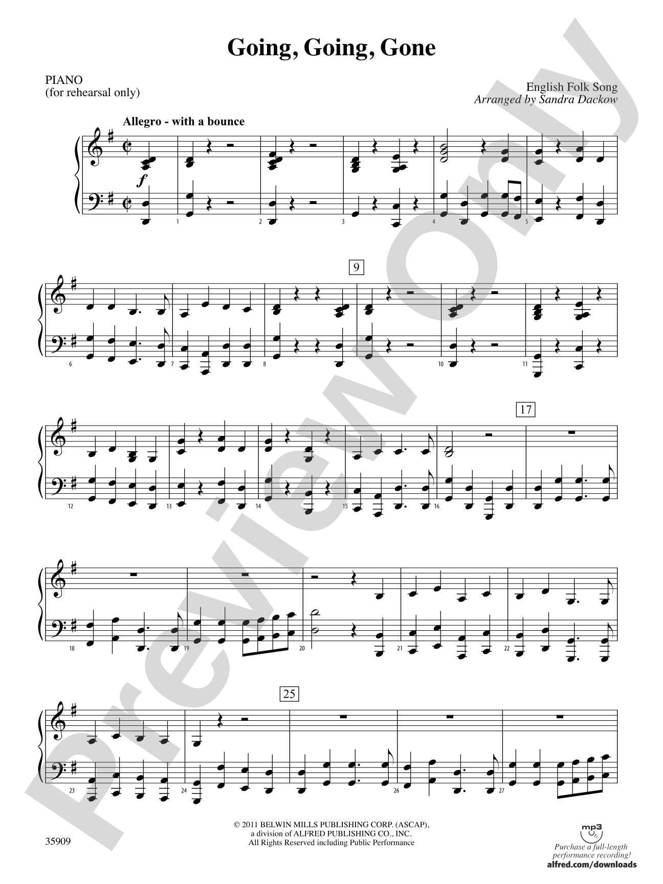 Going, Going, Gone: Piano Accompaniment