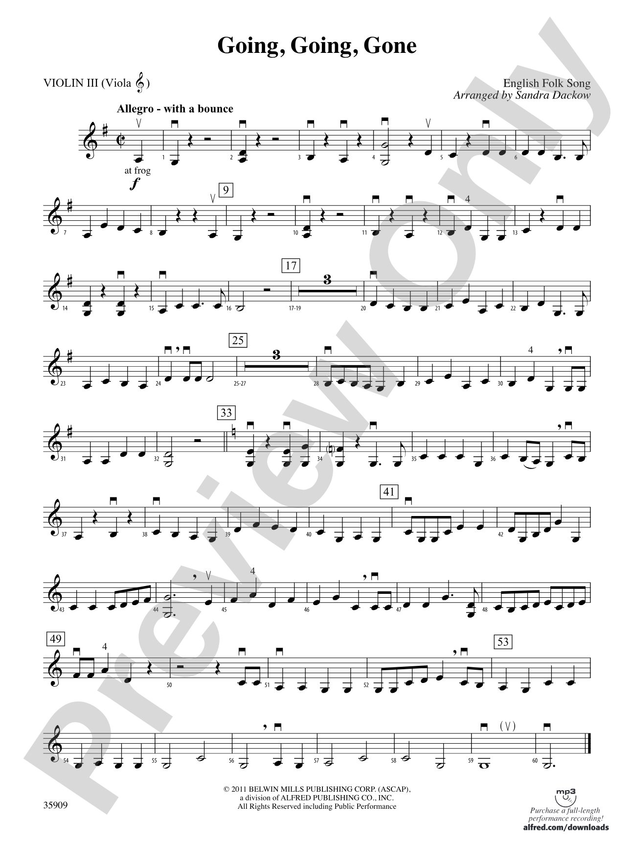 Going, Going, Gone: 3rd Violin (Viola [TC])