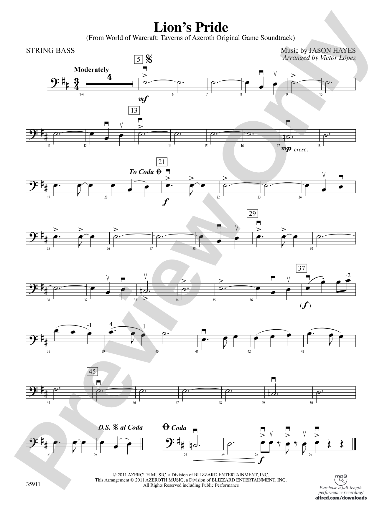 Lion’s Pride (from World of Warcraft: Taverns of Azeroth Original Game Soundtrack): String Bass
