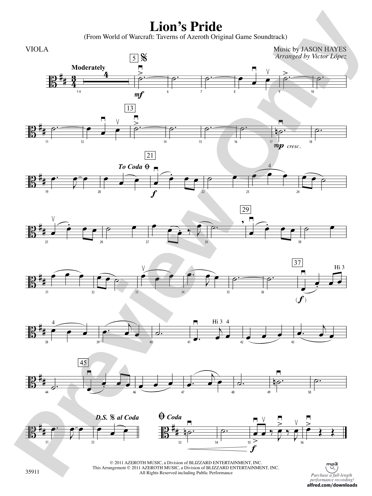 Lion’s Pride (from World of Warcraft: Taverns of Azeroth Original Game Soundtrack): Viola